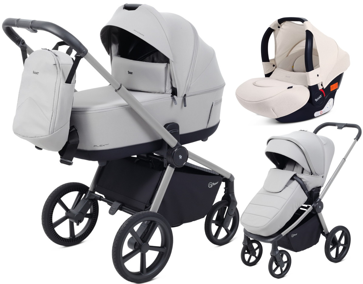 Детская коляска Rant Flex Therm Soft 3 в 1 с автокреслом Cruise Beige Stone Grey