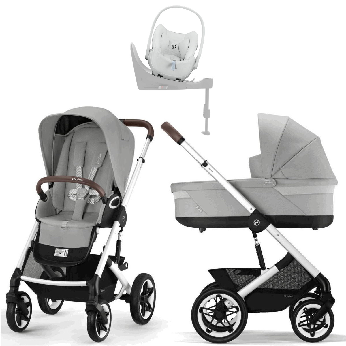Коляска Cybex Talos S Lux SLV complete Cloud T Urban Mobility White Blue Base T 4 в 1 Stone Grey с дождевиками
