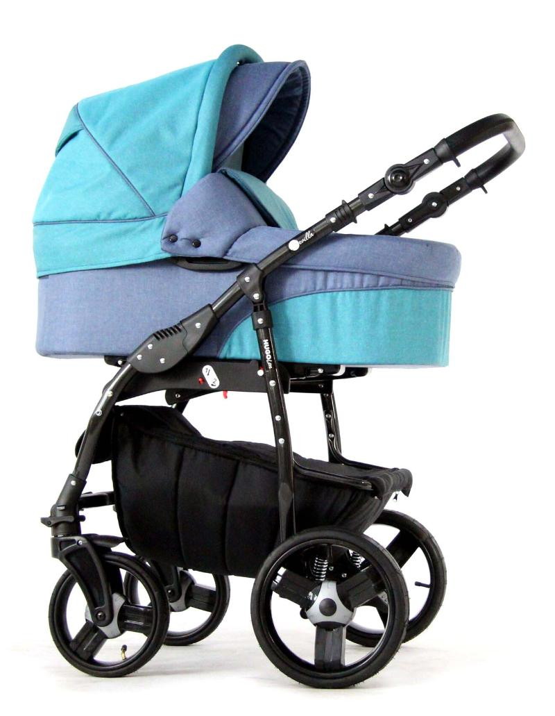 Детская коляска Sevillababy Hugo Len 2 в 1 HGL-06 бирюзовый лён-синий лён