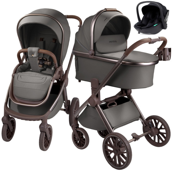 Детская коляска AmaroBaby Motus Premium Ecco Exclusive 3 в 1 с автокреслом Rant Miro Black серый