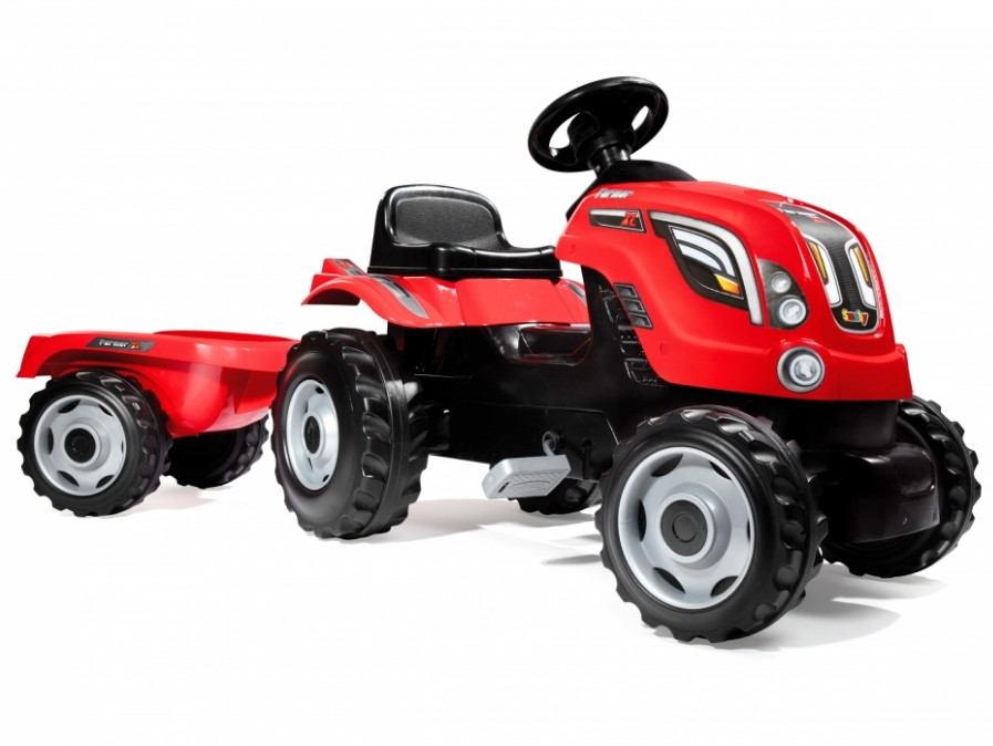 Трактор Smoby педальный XL с прицепом 710108 красный