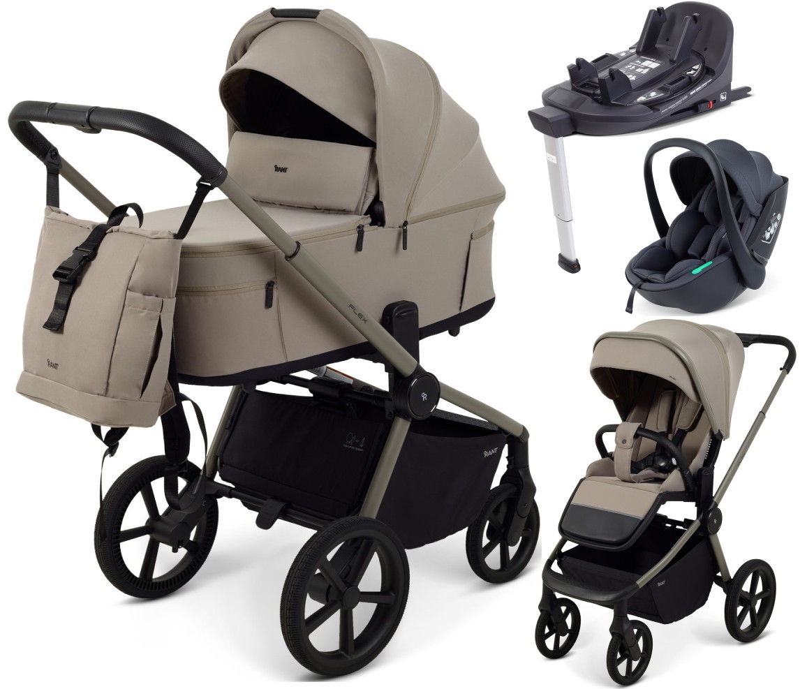 Детская коляска Rant Flex Forma 4 в 1 RA124 с автокреслом Miro Dark Grey и базой Cloud Серо-Бежевый