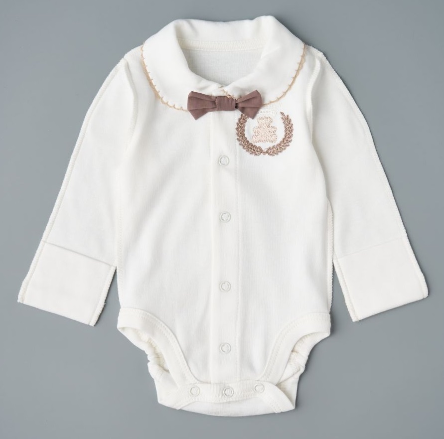 Боди Little Star Герб Мишка интерлок 2372 крем 62