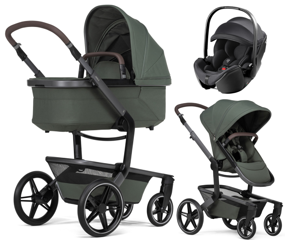 Детская коляска 3 в 1 Joolz Day 5 и автокресло Britax Roemer Baby-Safe Pro Classic Deep Black без адаптеров Forest Green