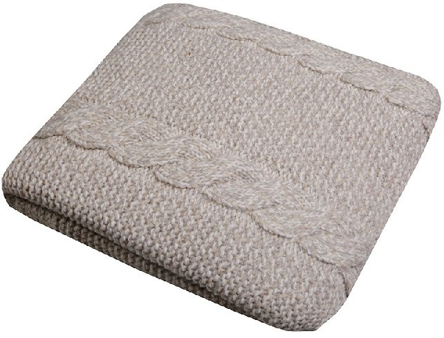 Плед вязаный Bambola Квадро двухсторонний 95*95 см Бежевый