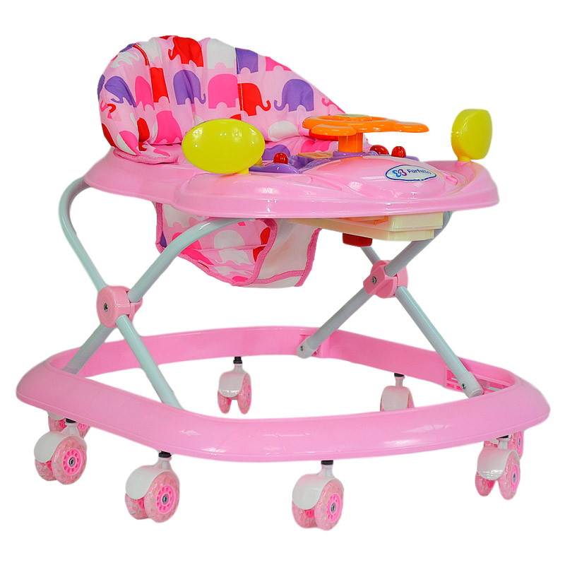 Детские ходунки Farfello 5020 розовый, принт слоны