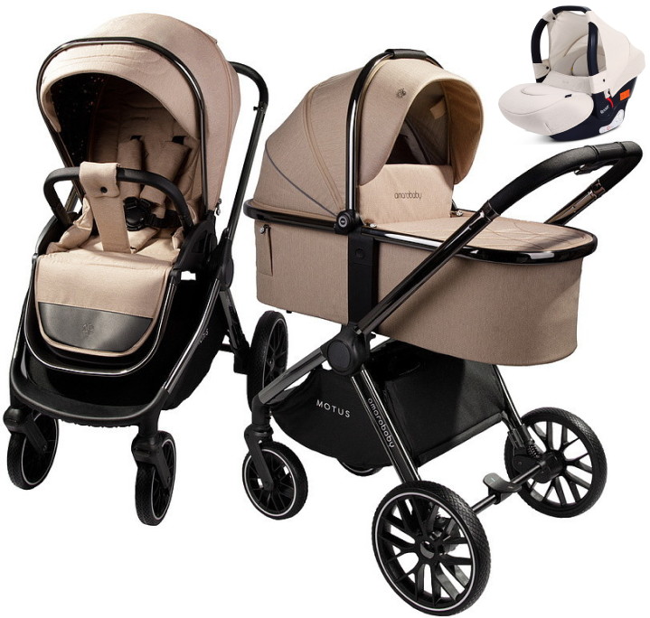Детская коляска AmaroBaby Motus V2 3 в 1 с автокреслом Rant Cruise Beige мокко
