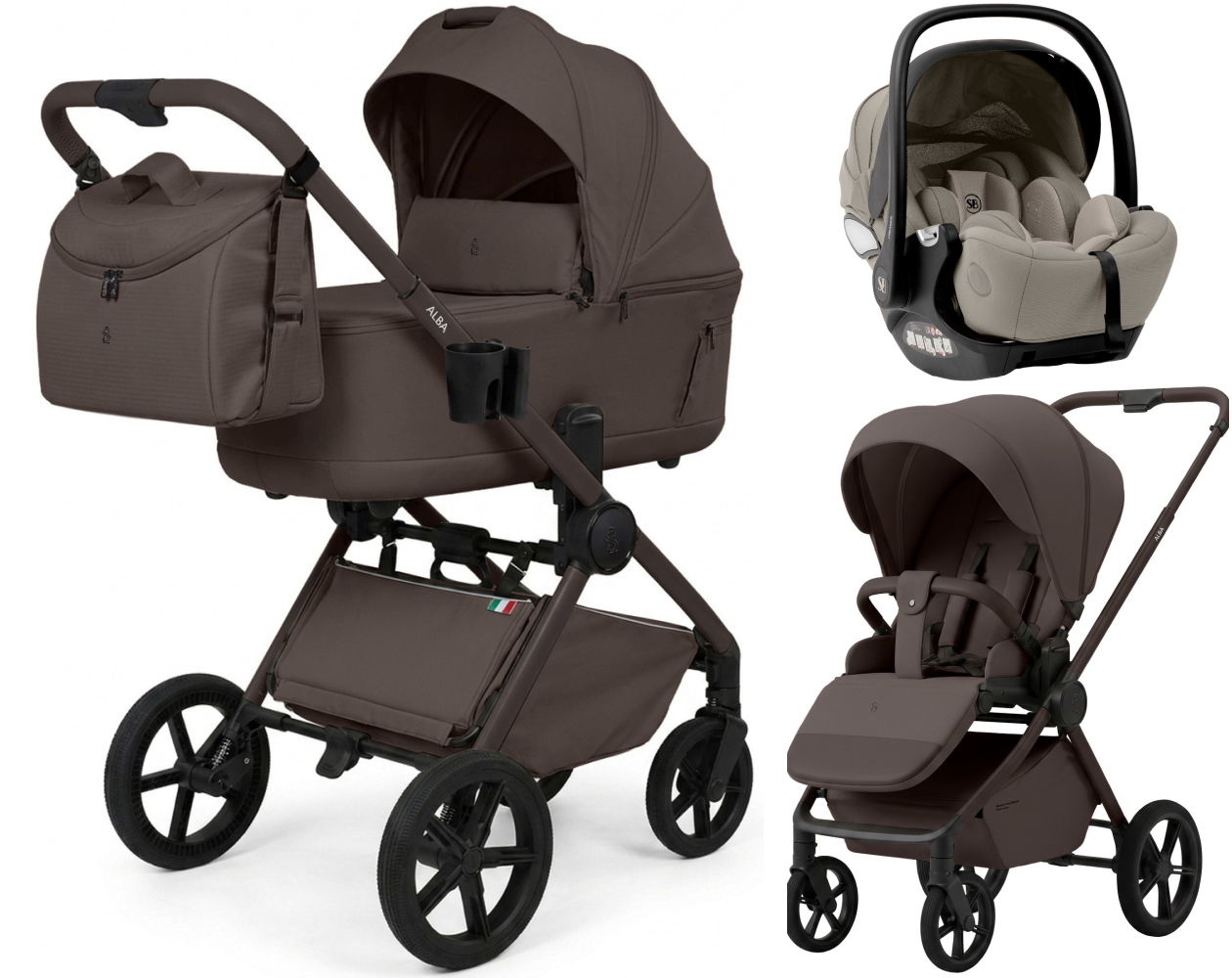 Коляска 3 в 1 Sweet Baby SBL Alba 2.0 и автокресло Premier Begie Macadamia