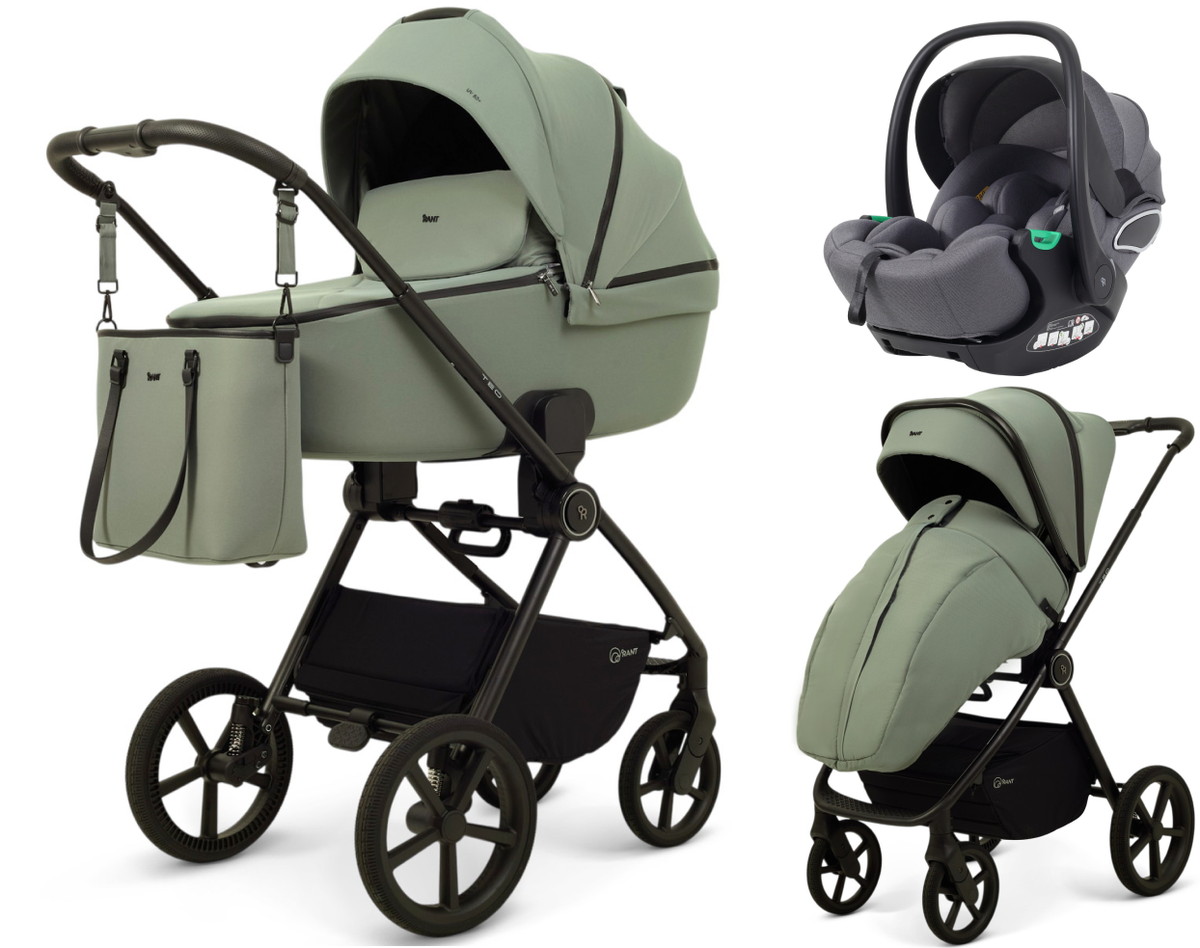 Детская коляска Rant Teo Soft 3 в 1 с автокреслом Evomax Grey Olive
