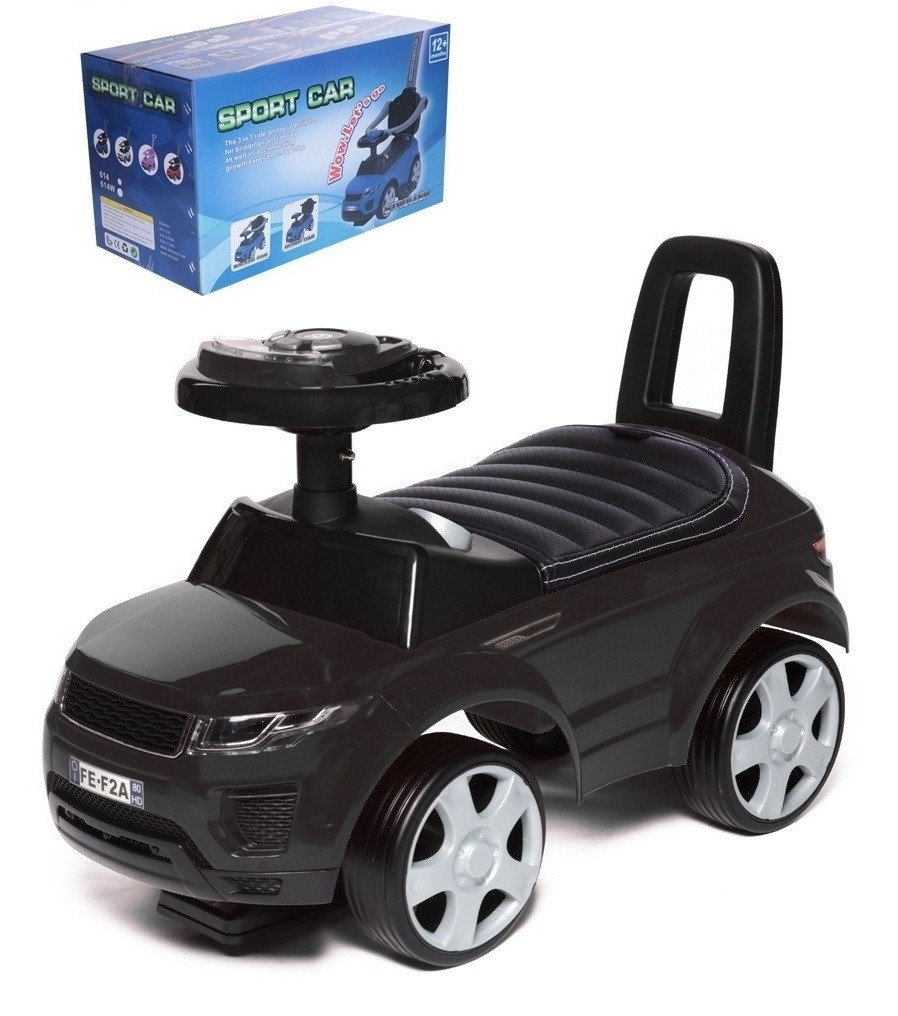 Детская каталка Baby Care Sport car кожаное сиденье, резиновые колеса Чёрный (Black)