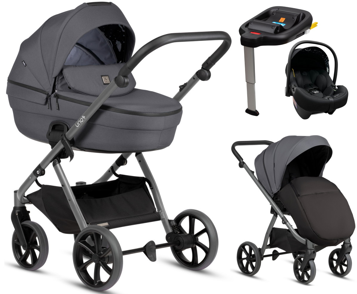 Детская коляска Tutis Uno 6 Plus Essential collection 4 в 1 с автокреслом Elo Lux EduSky Black и базой 1602169 Antracite