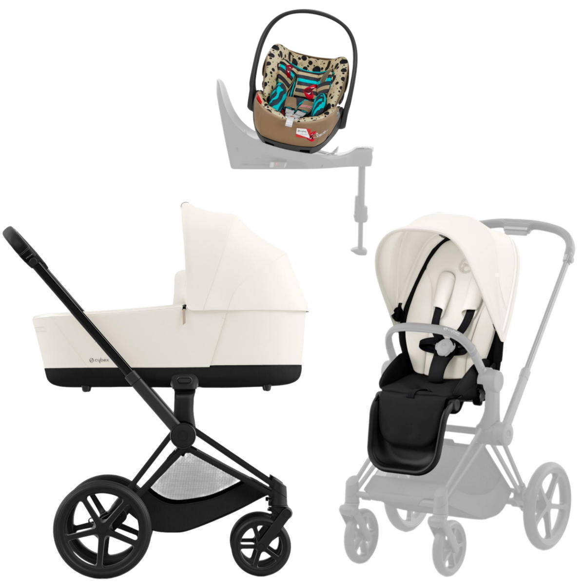 Коляска Cybex Priam IV Matt Black complete Cloud T One Love Base T 4 в 1 Off White