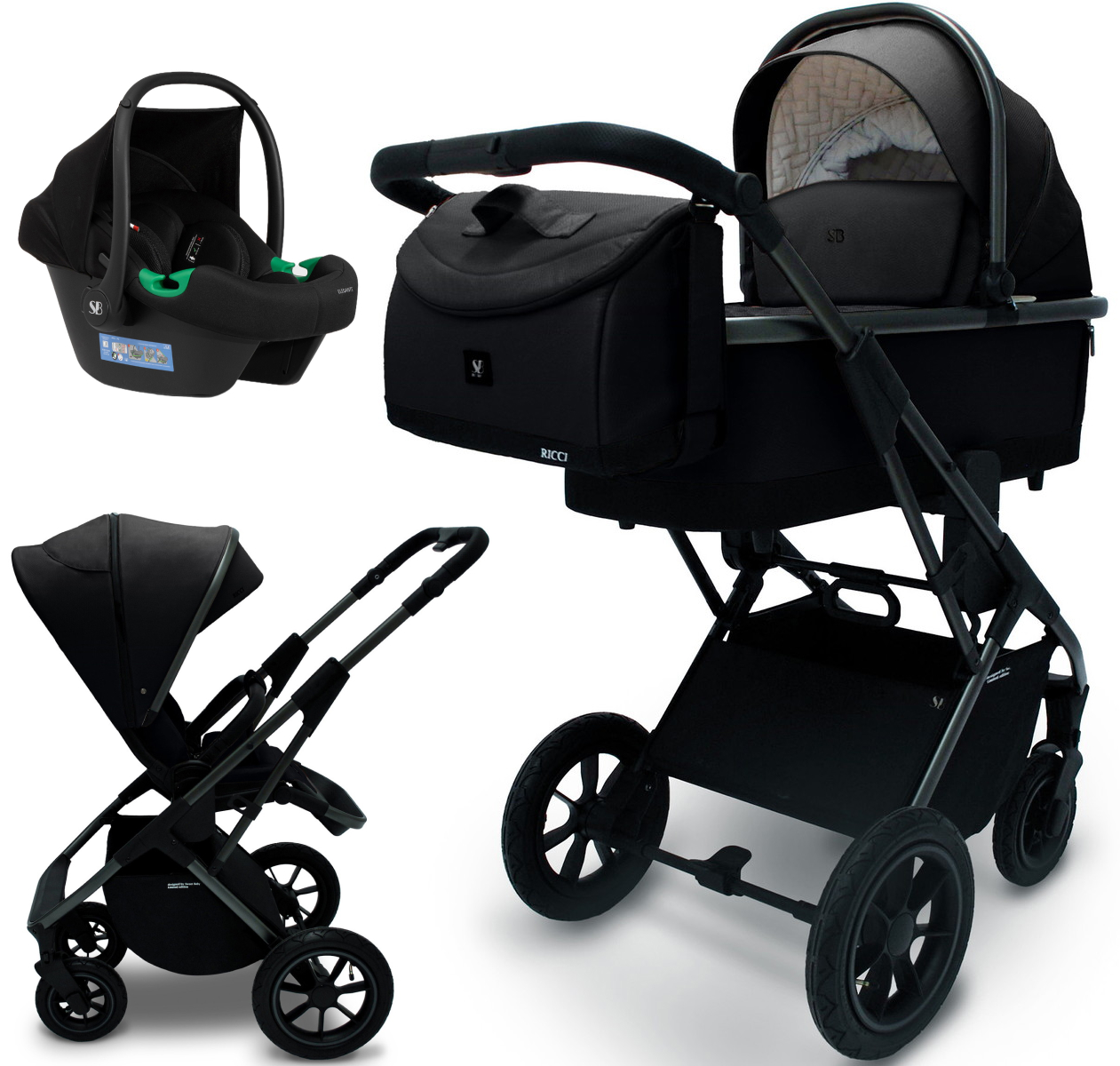Коляска 3 в 1 Sweet Baby Ricci Air + автокресло Elegante Plus Black (Air)
