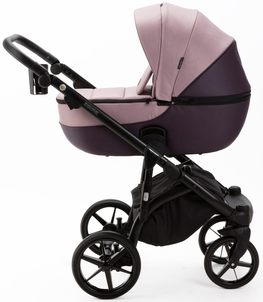 Детская коляска Adamex Bibione 3 в 1 BI-PS13A (СЕРО-РОЗОВЫЙ+СЛИВОВАЯ КОЖА)