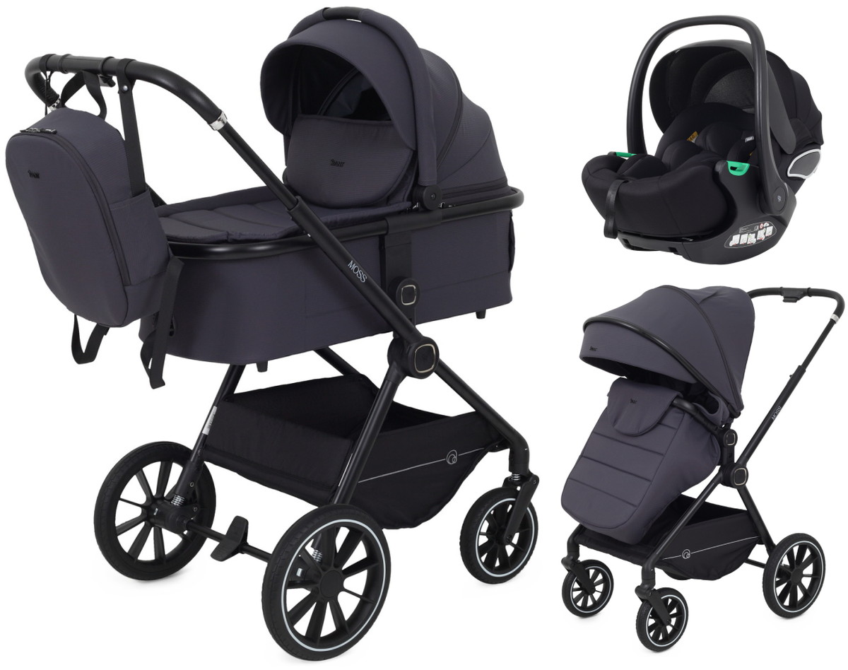 Детская коляска Rant Moss 3 в 1 с автокреслом Rant Evomax Black Graphite