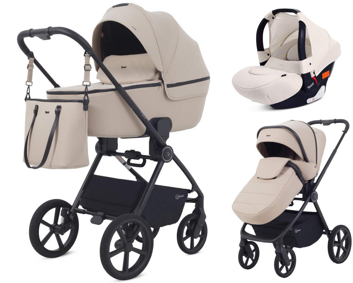 Детская коляска Rant Teo Soft 3 в 1 с автокреслом Cruise Beige Beige