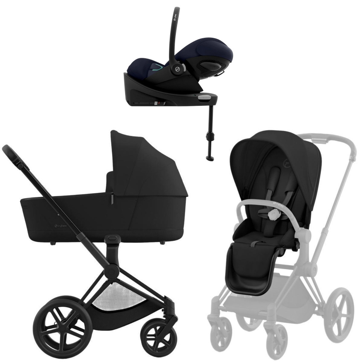 Коляска Cybex Priam IV Matt Black complete Cloud G Ocean Blue Plus Base G 3 в 1 Sepia Black