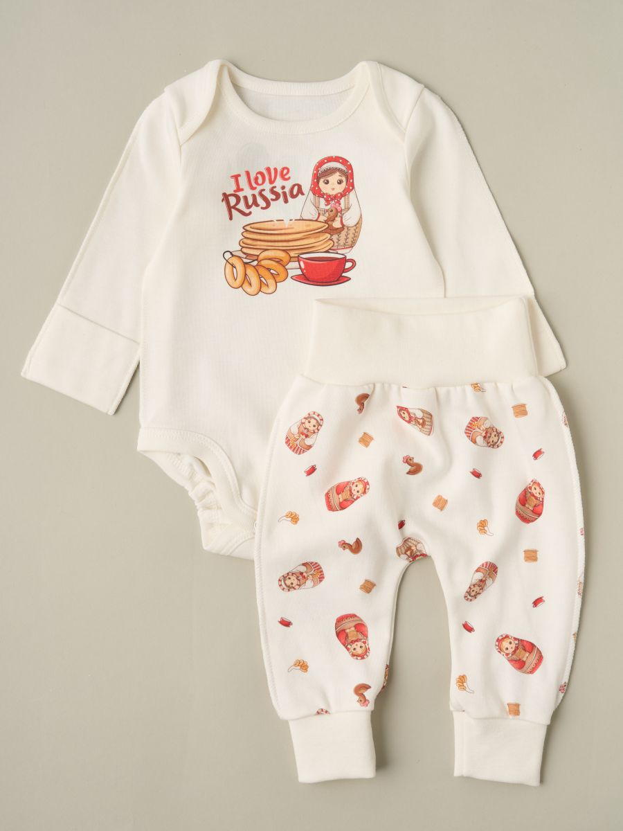 Боди, штанишки Little Star Матрёшки 728266 (ЧЗ-мз) крем 62