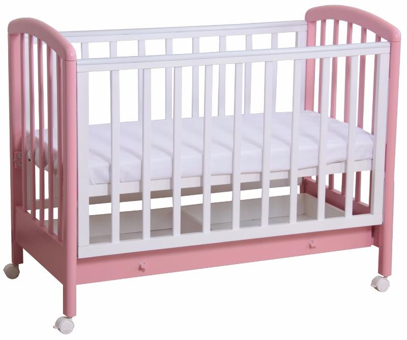 Детская кроватка Фея 600 белый-розовый