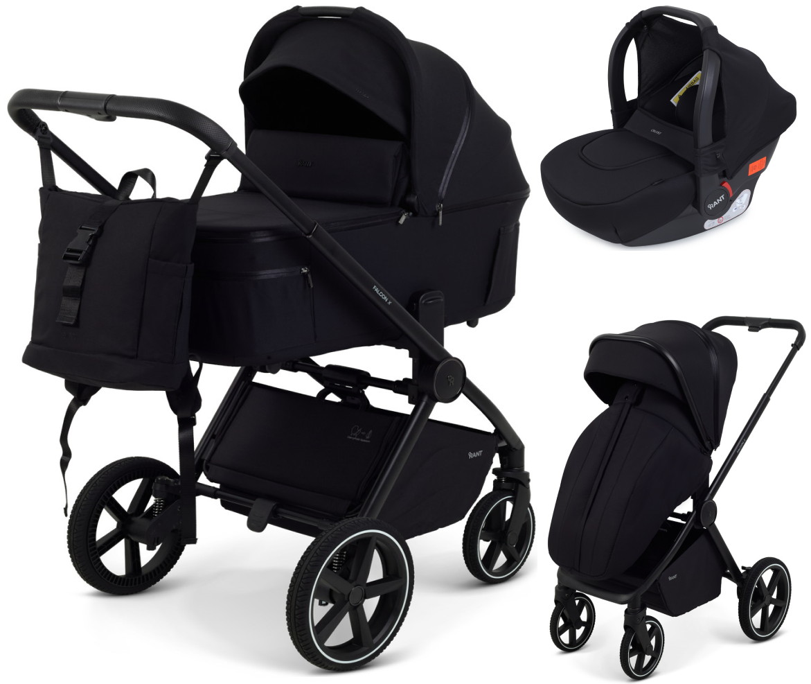 Детская коляска Rant Falcon X 3 в 1 RA126 с автокреслом Cruise Black Black