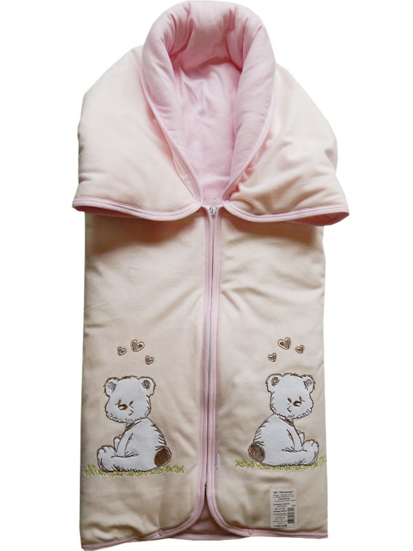Конверт-одеяло Папитто на молнии с вышивкой 53-150 Розовый