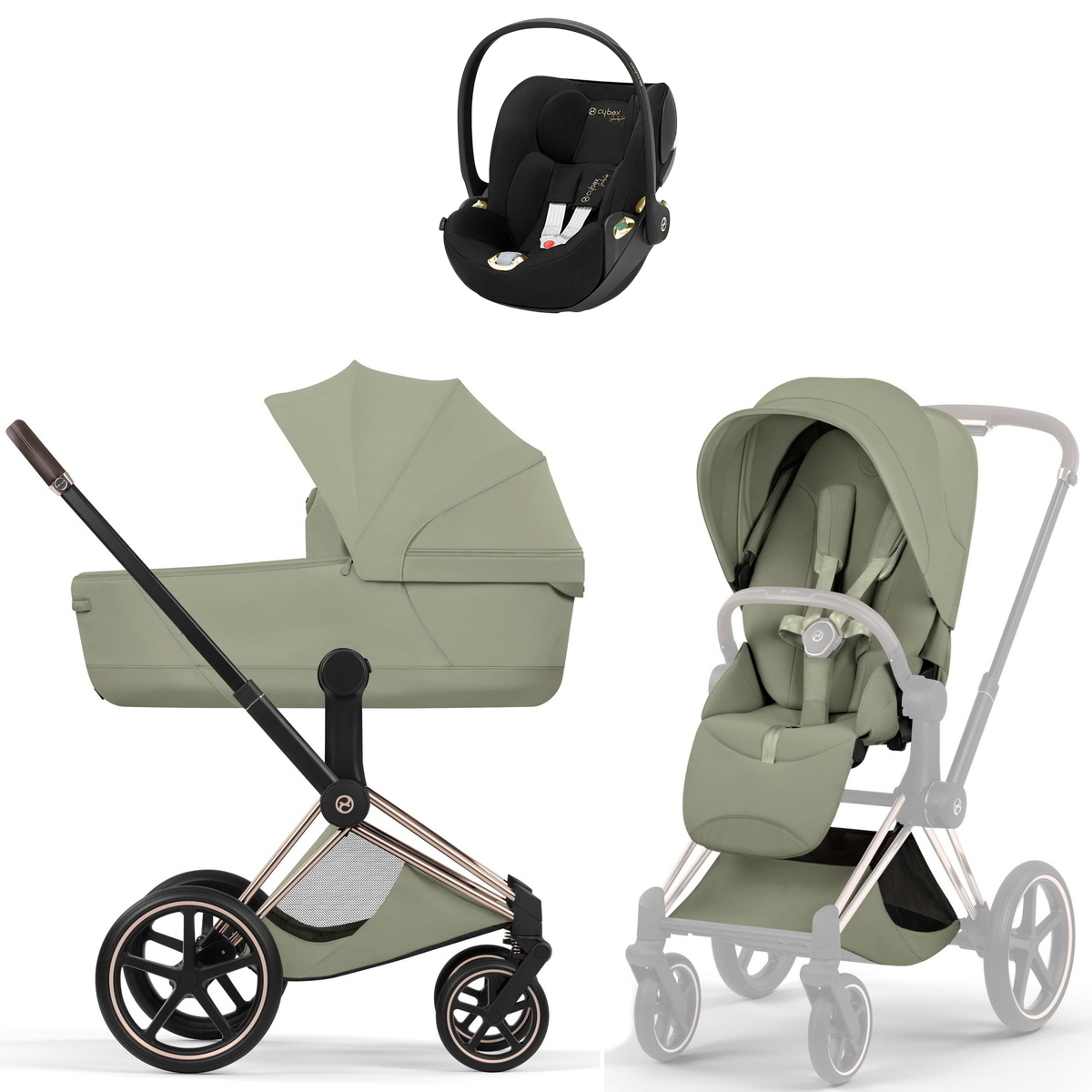 Коляска Cybex Priam V Rosegold Style Cloud T Jeremy Scott Wings 3 в 1 Sage Green