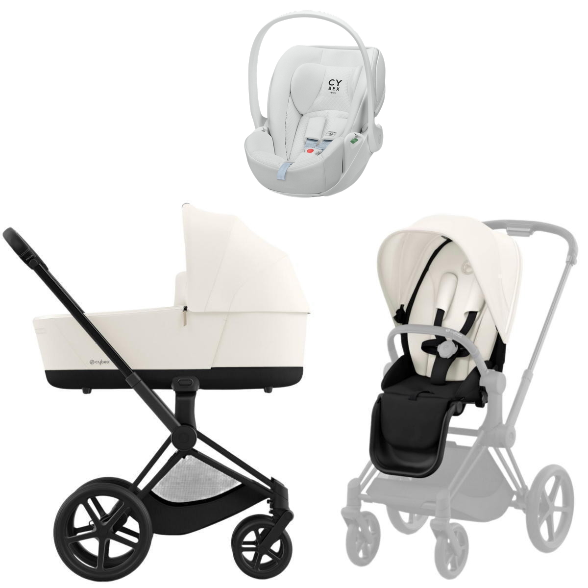 Коляска Cybex Priam IV Matt Black complete Cloud T Urban Mobility White 3 в 1 Off White