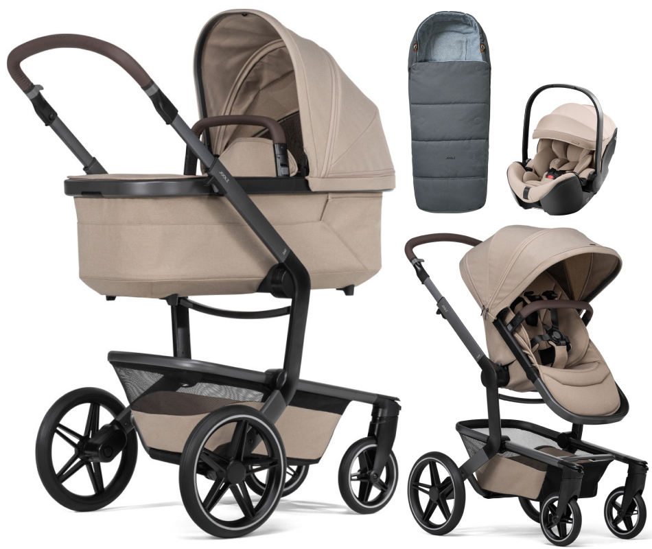 Детская коляска 3 в 1 Joolz Day 5 и автокресло Britax Roemer Baby-Safe Pro Style Teak + конверт в подарок без адаптеров Sandy taupe