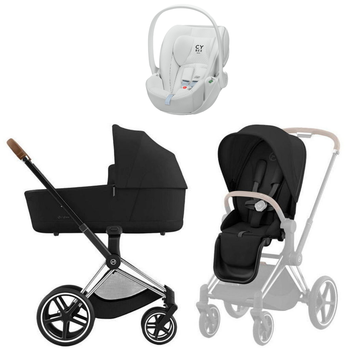 Коляска Cybex Priam IV Chrome Brown complete Cloud T Urban Mobility White Base T 4 в 1 Sepia Black