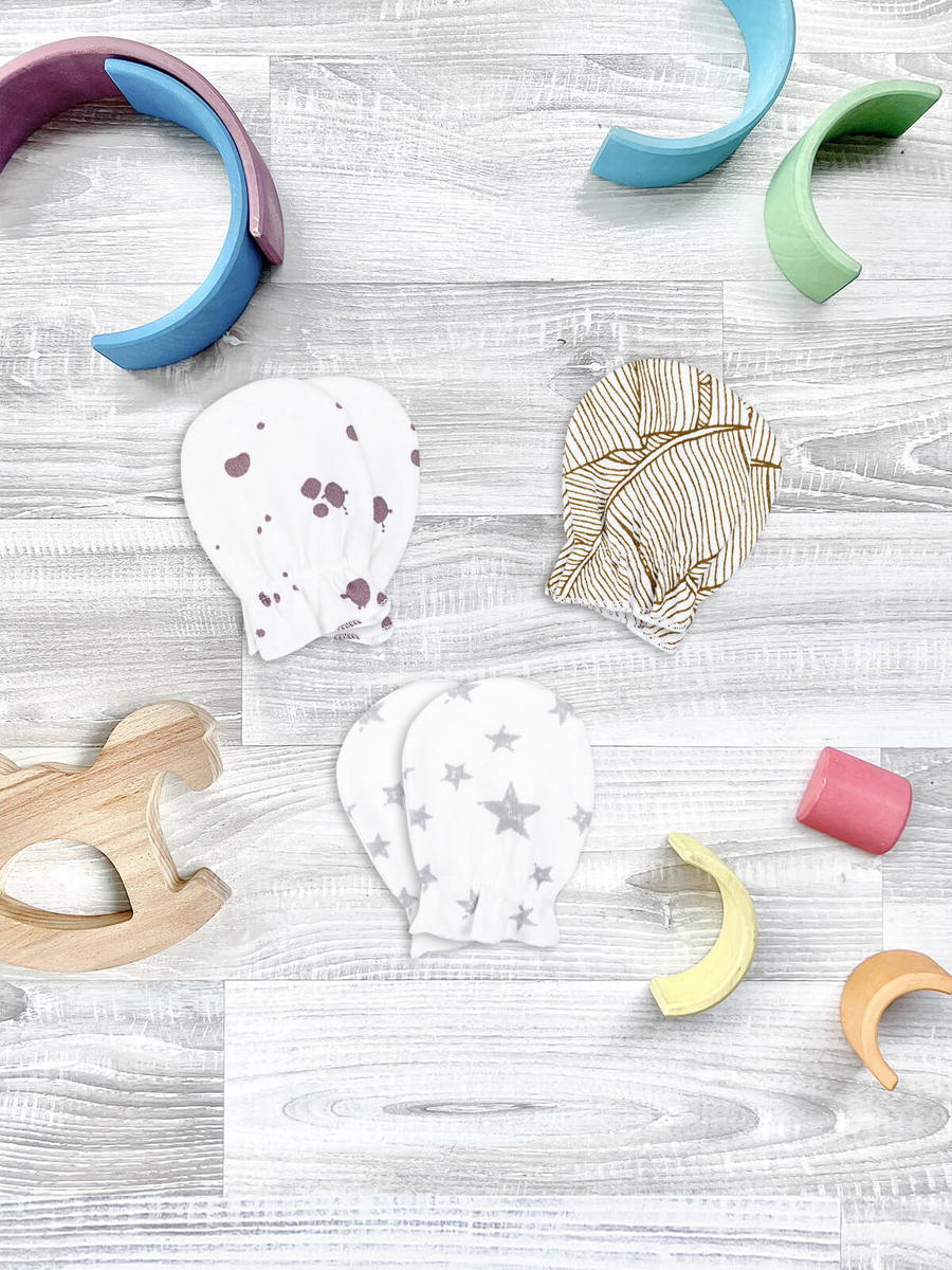 Рукавички-антицарапки Mjolk Кляксы, Palm Tree, Звёзды сет из 3х пар