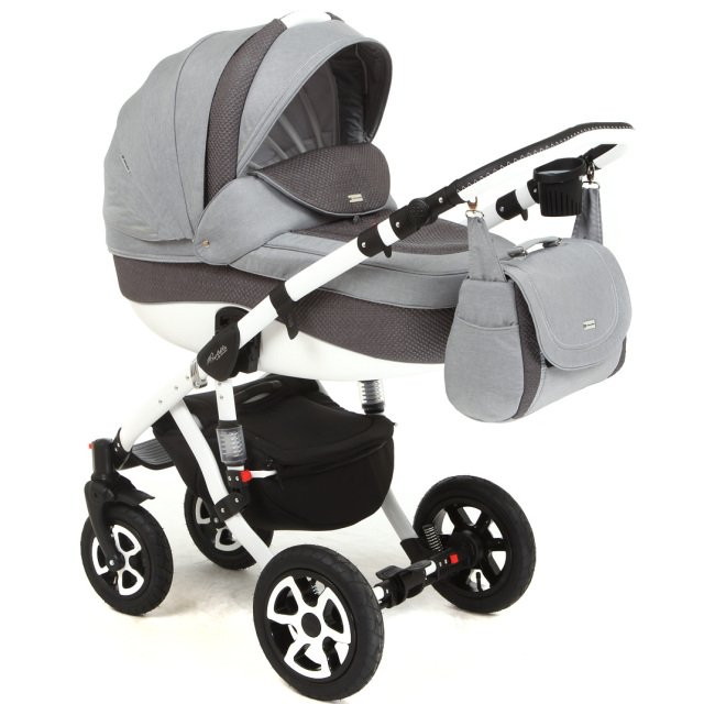 Детская коляска Adamex Barletta 3 в 1 PIK18 (Т.СЕР СТЕГАН+СВ.СЕР)