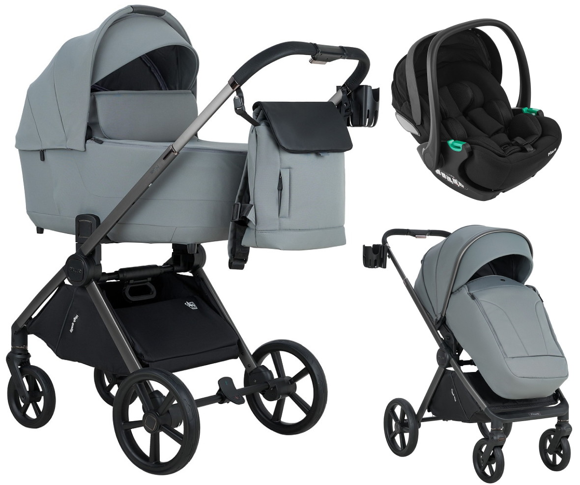 Детская коляска Pituso Teffy 3 в 1 с автокреслом Baesa Black Blue Tea/Graphite