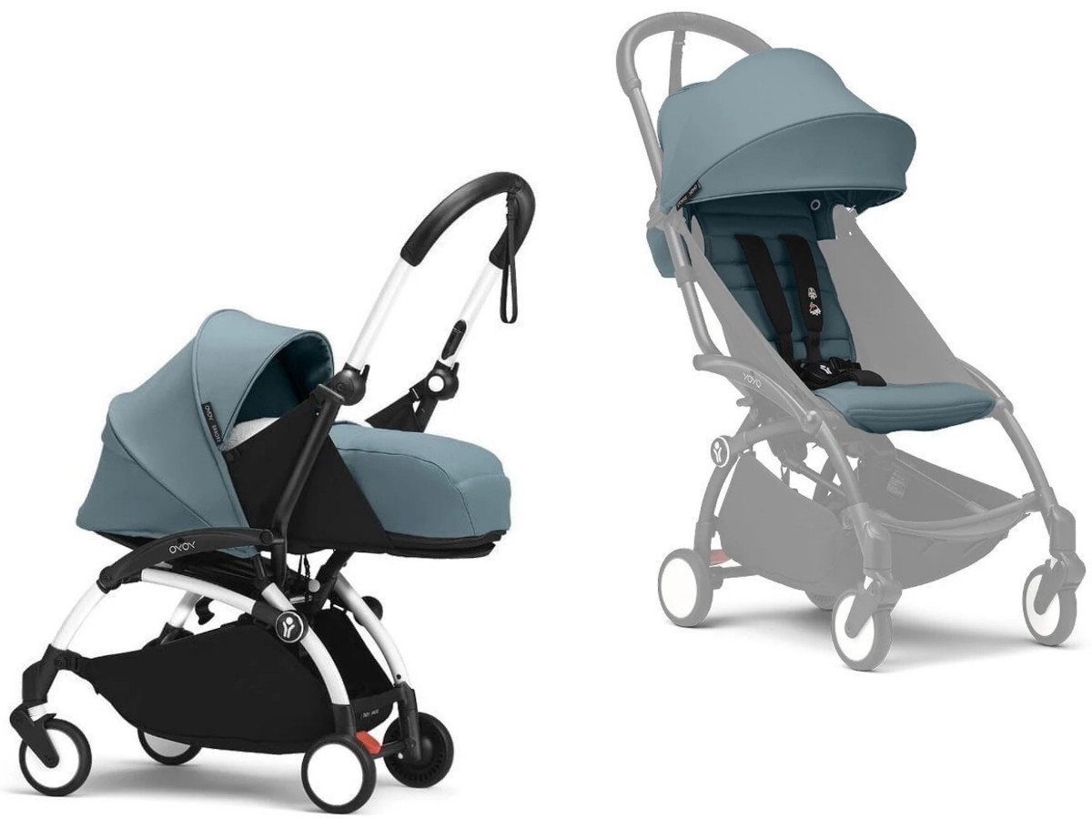Коляска Stokke YOYO3 Newborn Pack рама белая White 2 в 1 Aqua