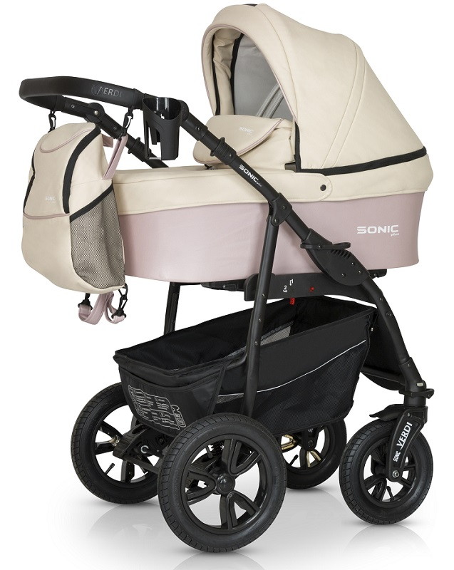 Детская коляска Verdi Sonic plus Pro 3 в 1 08 бежевый-розовый