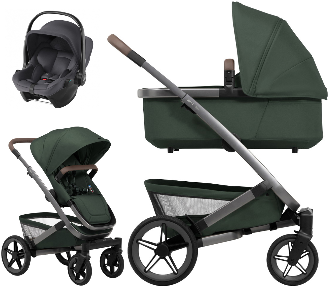 Детская коляска 3 в 1 Joolz Geo5 и автокресло Baby-Safe Core Midnight Grey2 без адаптеров Forest Green