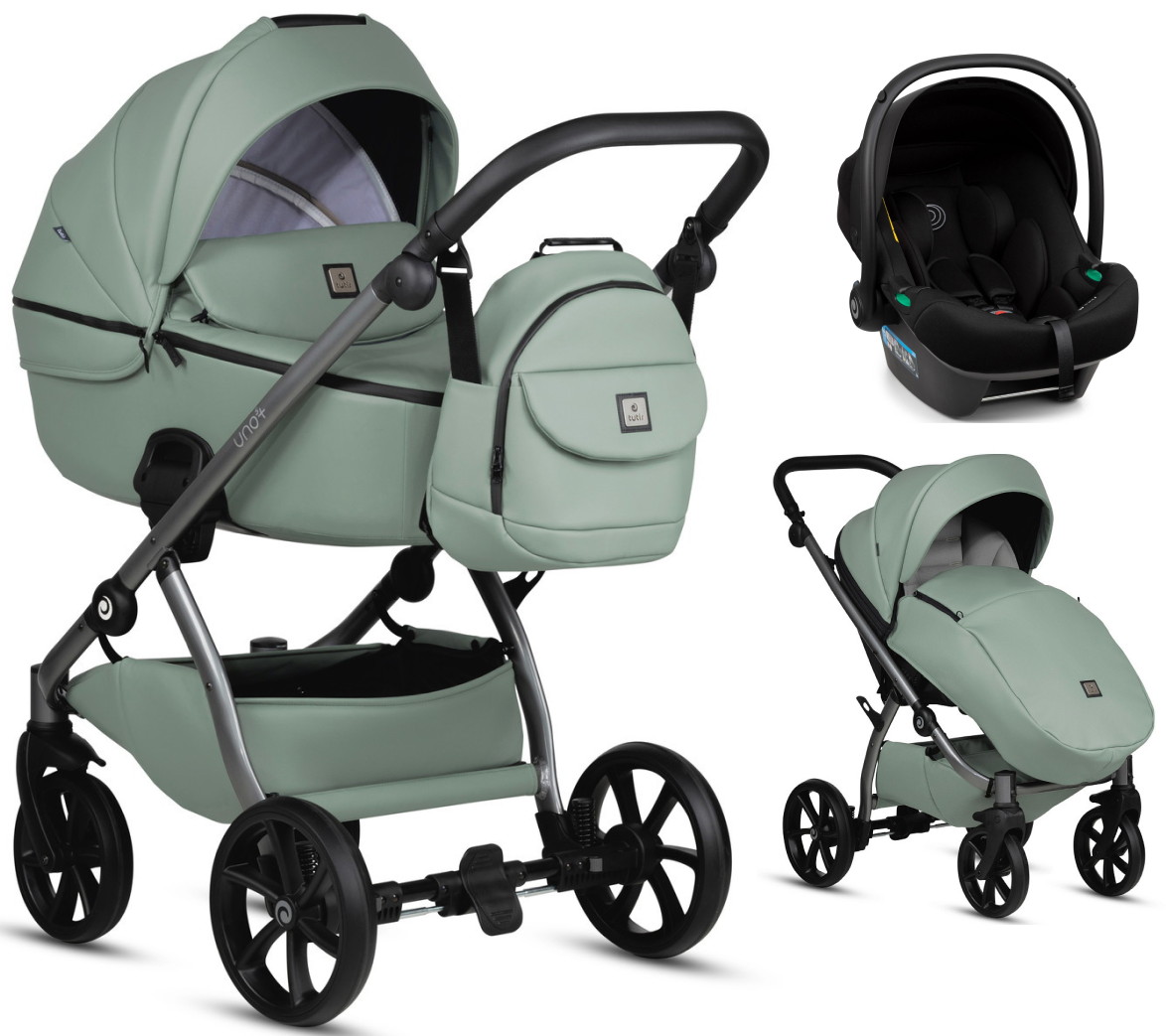 Детская коляска Tutis Uno 5 Plus Leather collection 3 в 1 1402039 Sage