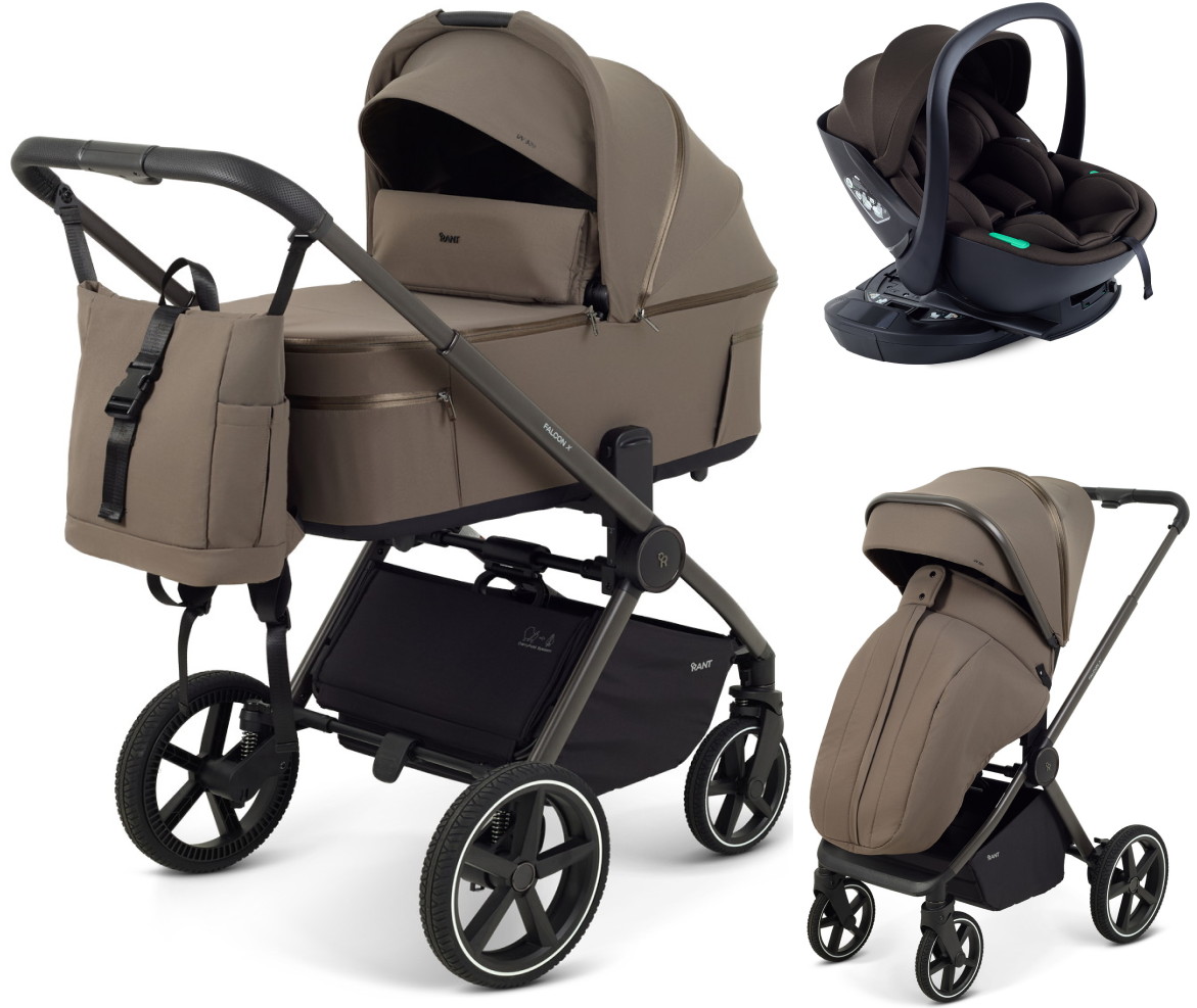 Детская коляска Rant Falcon X 4 в 1 RA126 с автокреслом Miro Brown и базой Mocca