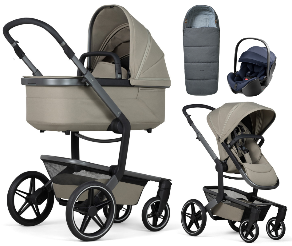Детская коляска 3 в 1 Joolz Day 5 и автокресло Britax Roemer Baby-Safe Pro Style Night Blue + конверт в подарок без адаптеров Sage green
