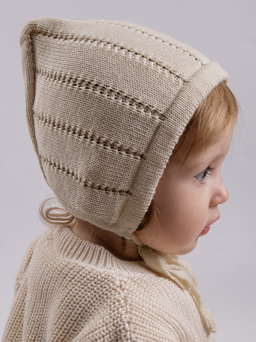 Шапочка вязаная AmaroBaby Tiny демисезонная ЧЗ светло-бежевый 40