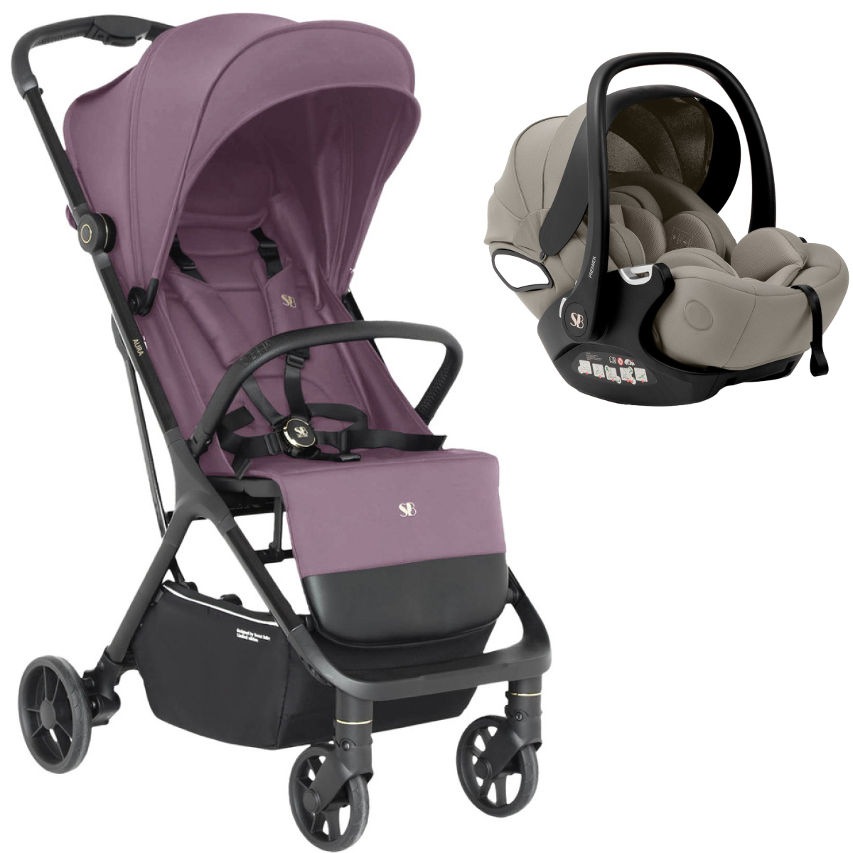 Прогулочная коляска Sweet Baby Aura + автокресло Premier Begie Rose
