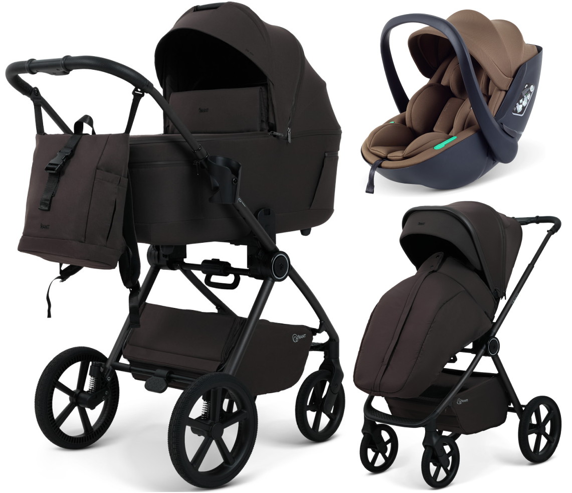 Детская коляска Rant Teo Comfort 3 в 1 с автокреслом Miro Moca Shine brown