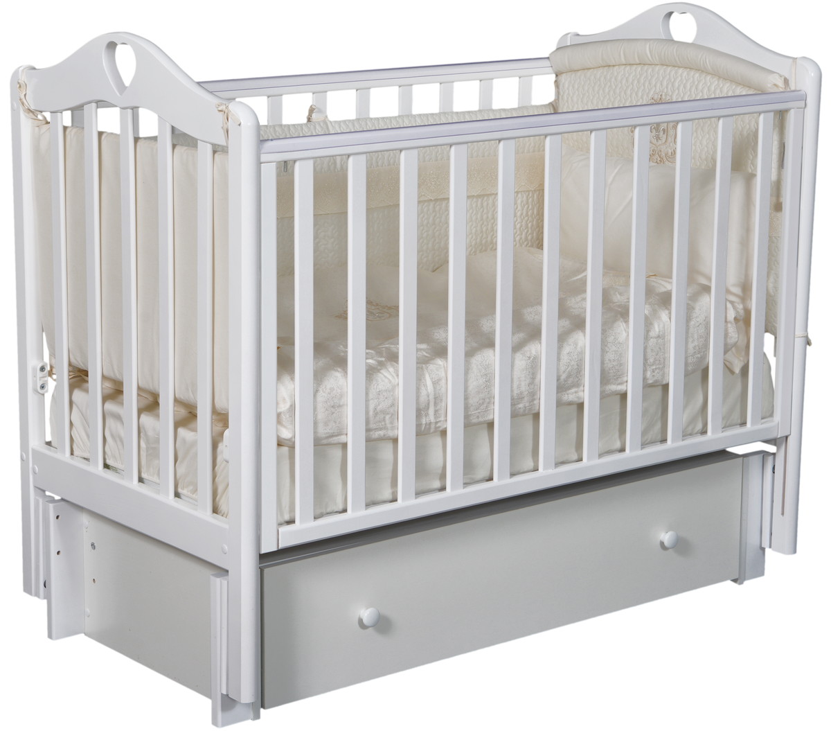 Детская кроватка Антел Каролина 4 (маятник поперечный) 120х60см белый