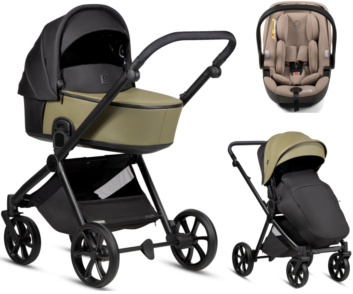Детская коляска Tutis Mio 3 Plus Leather New 3 в 1 с автокреслом Beno Beige 1622025 Olive