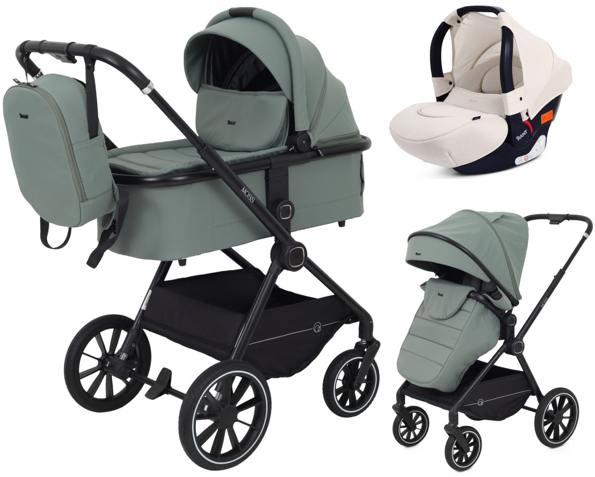 Детская коляска Rant Moss 3 в 1 с автокреслом Cruise Beige Green
