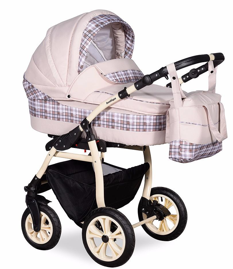 Детская коляска Indigo Sydney 2 в 1 Sy27 св.бежевый+коричневая клетка