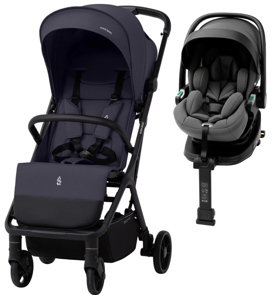 Прогулочная коляска Sweet Baby Aura Basic SBL + автокресло Premier Plus Grey Grey