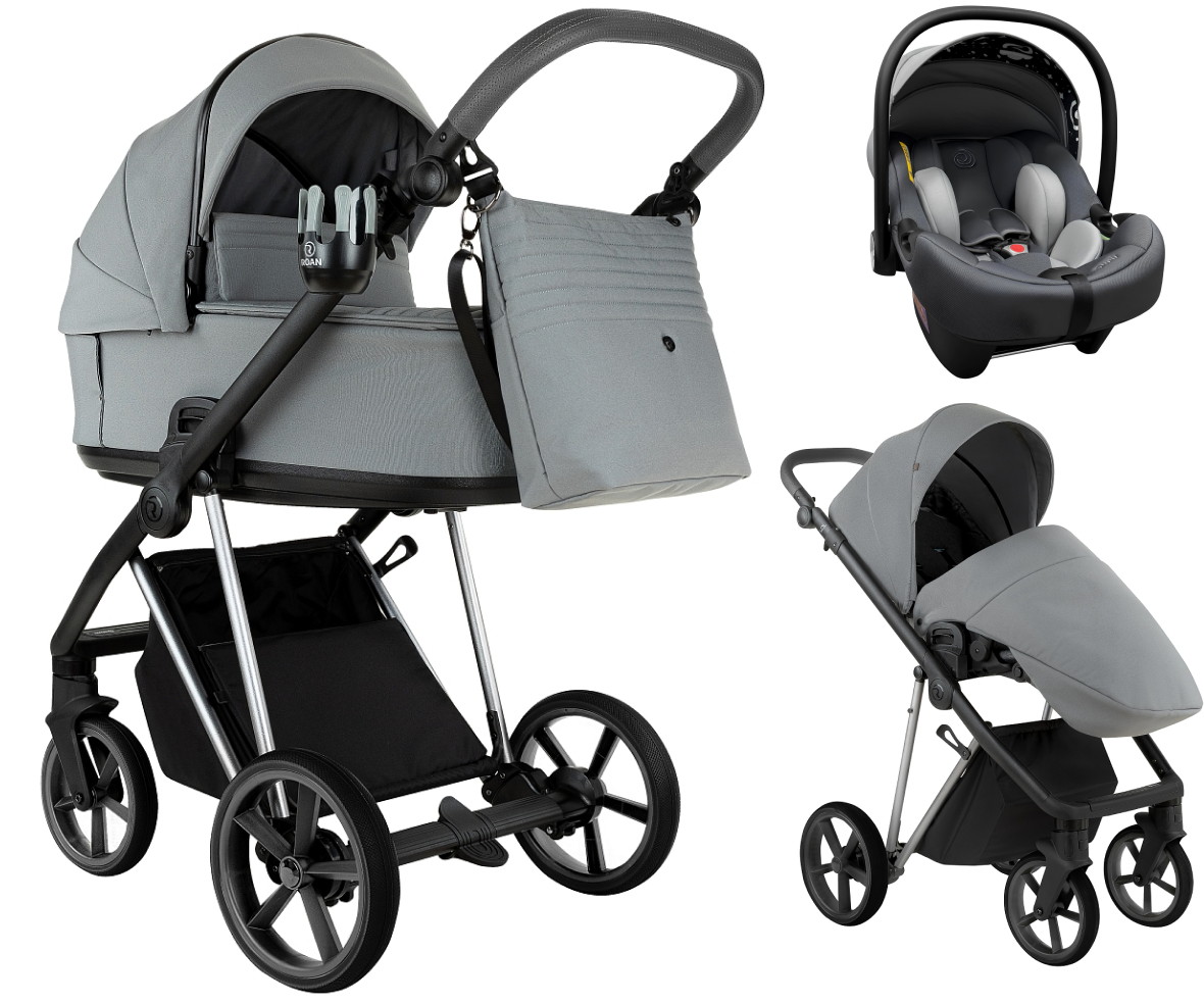 Детская коляска Roan Sol Vintage Luxury 2.0 3 в 1 с автокреслом Tutis Elo Lux EduSky Grey VIN 01/BT Blue Tea/Blue Tea/руч.Cappuccino