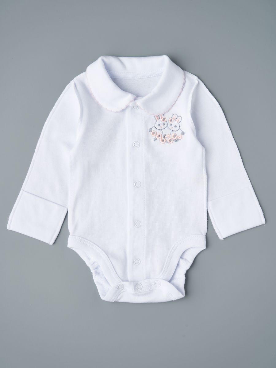 Боди Little Star Зайки с цветочками 2372 (ЧЗ-мз) белый 62