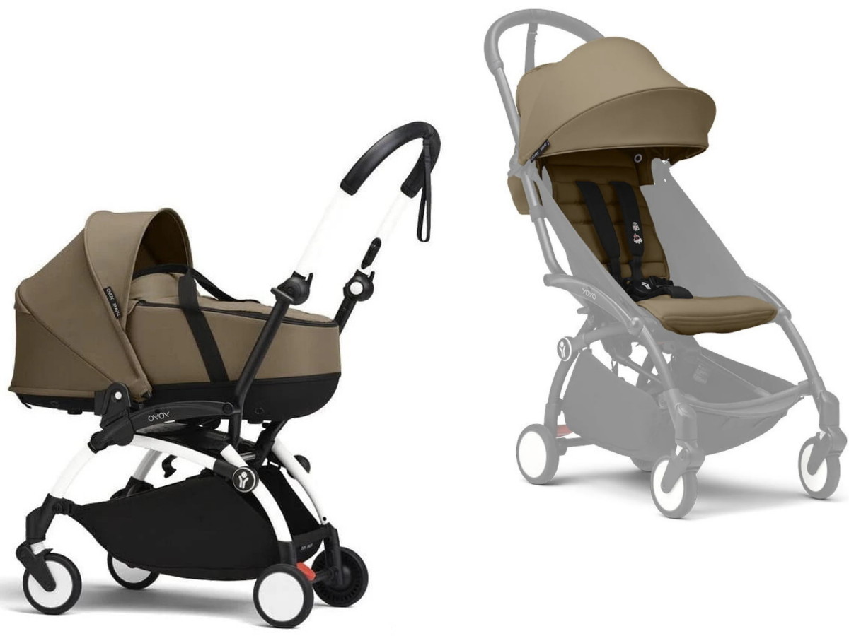 Коляска Stokke YOYO3 Newborn Shell рама белая White 2 в 1 Toffee