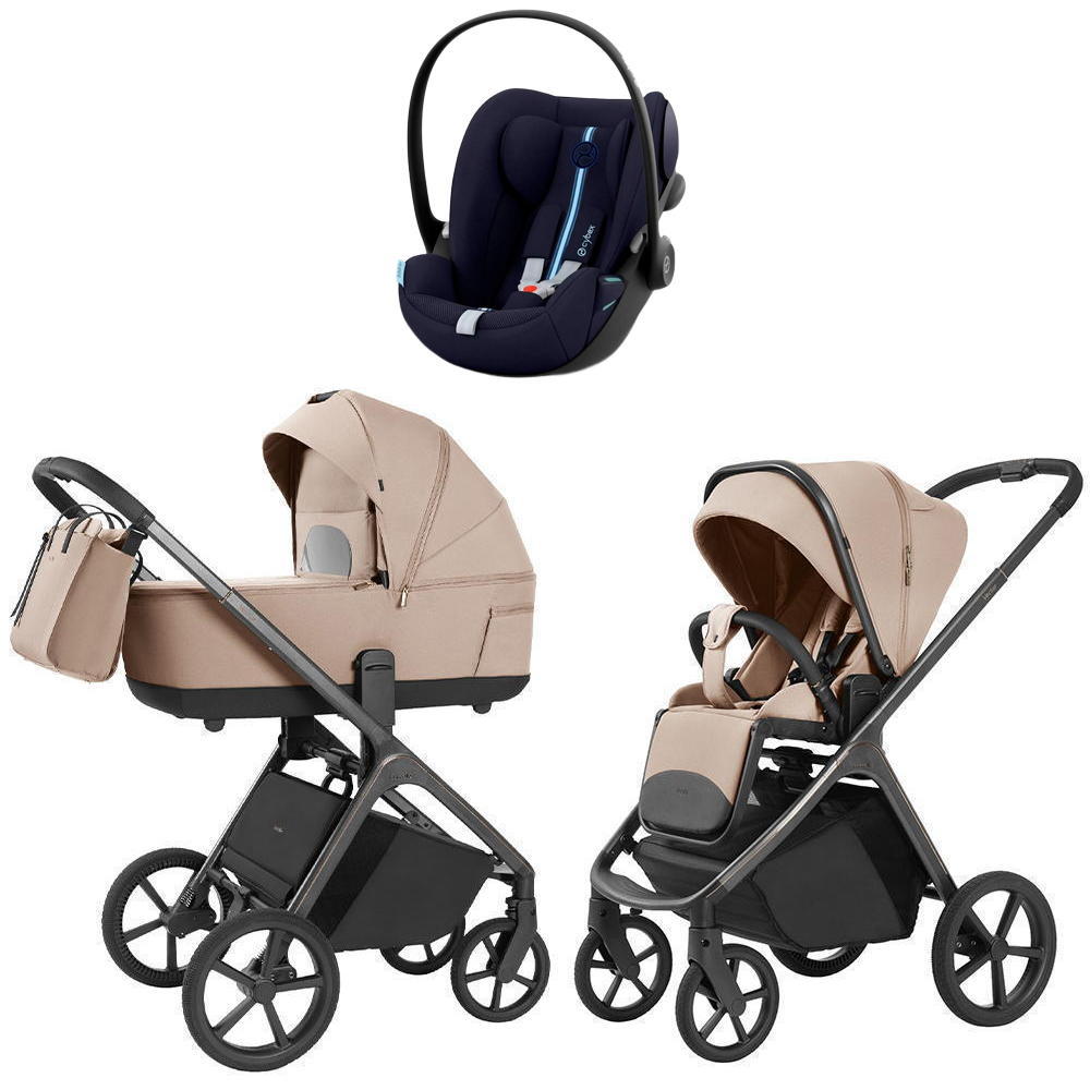 Коляска Carrello Vector 2025 CRL-6551 и автокресло Cybex Cloud G i-Size Ocean Blue Plus 3 в 1 Mellow Beige